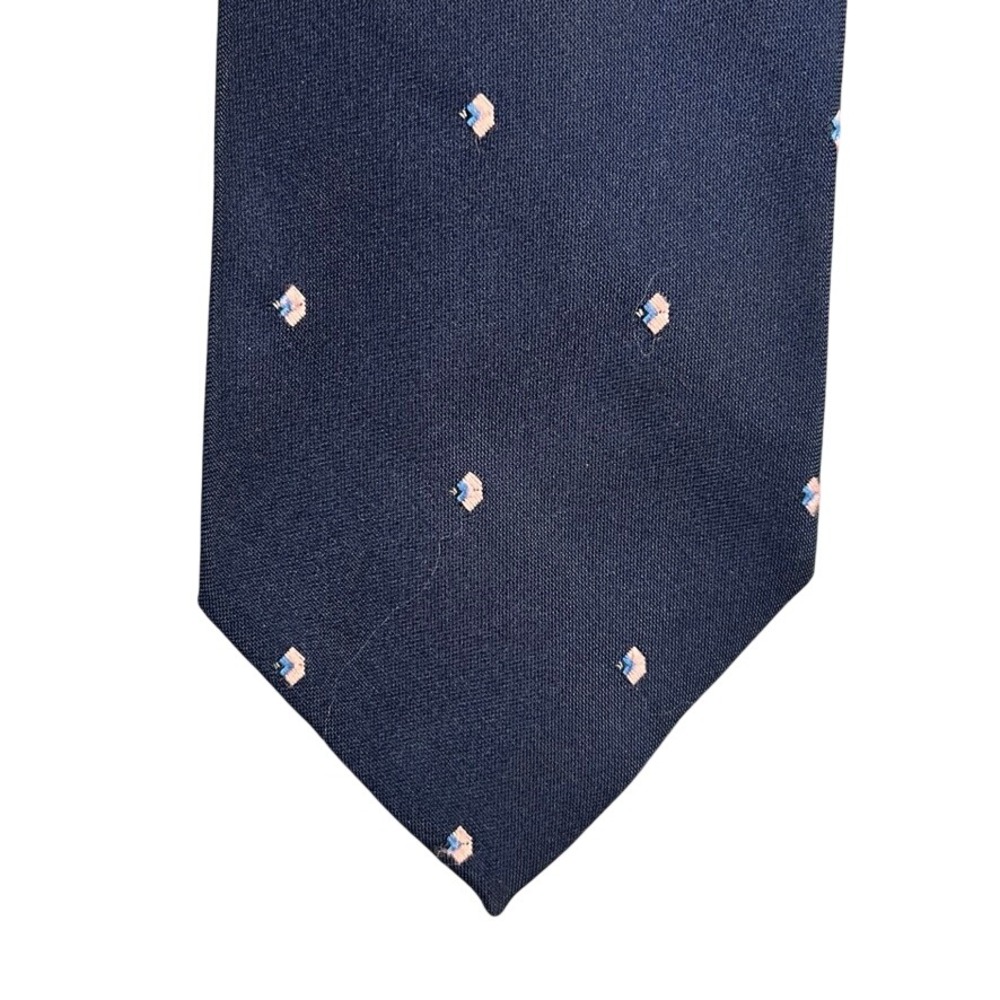 Jordan Marsh Mens Navy Blue Geometric Micro Pattern Vintage Necktie